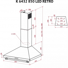 Вытяжка PERFELLI K 6432 WH 850 LED RETRO в Запорожье